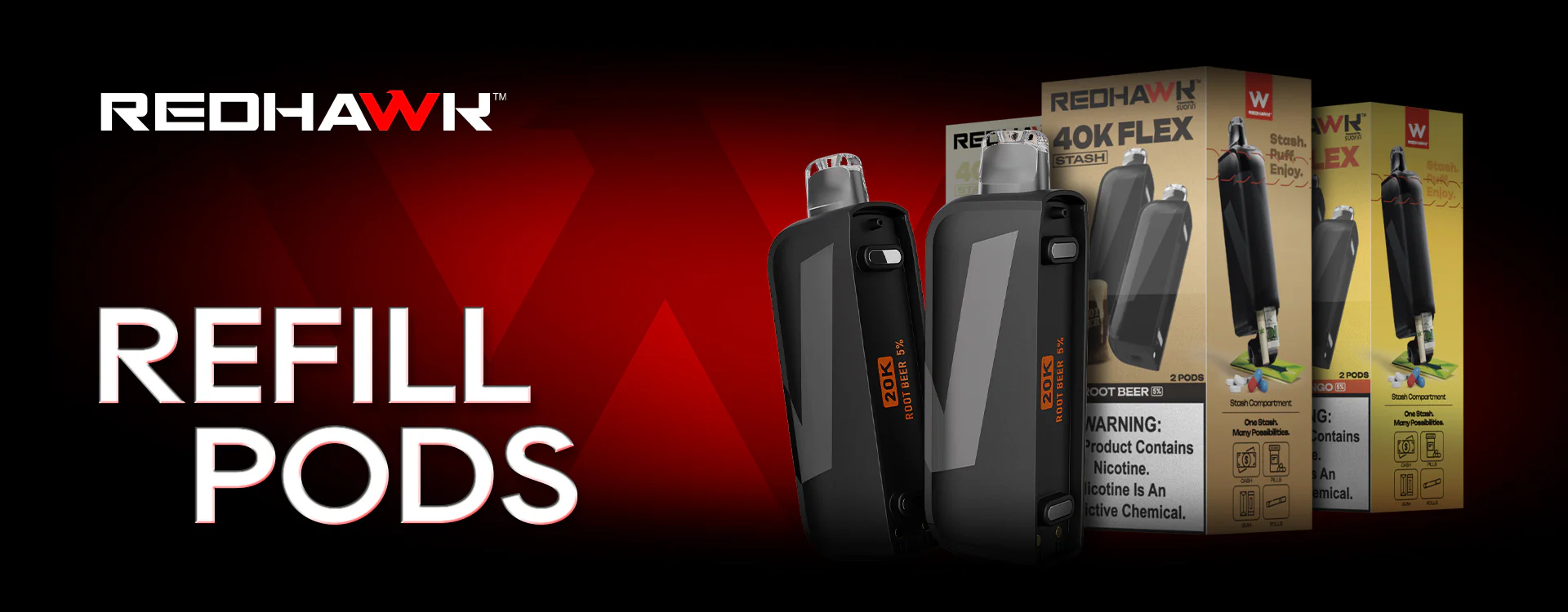 Promotional Banner for RedHawk FLEX 40K Replacement Flavor Pods